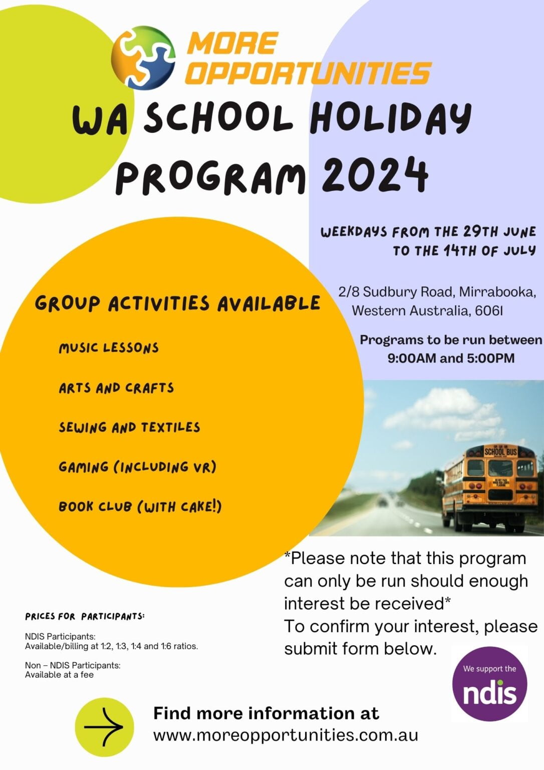 WA School Holiday 2024 More Opportunities